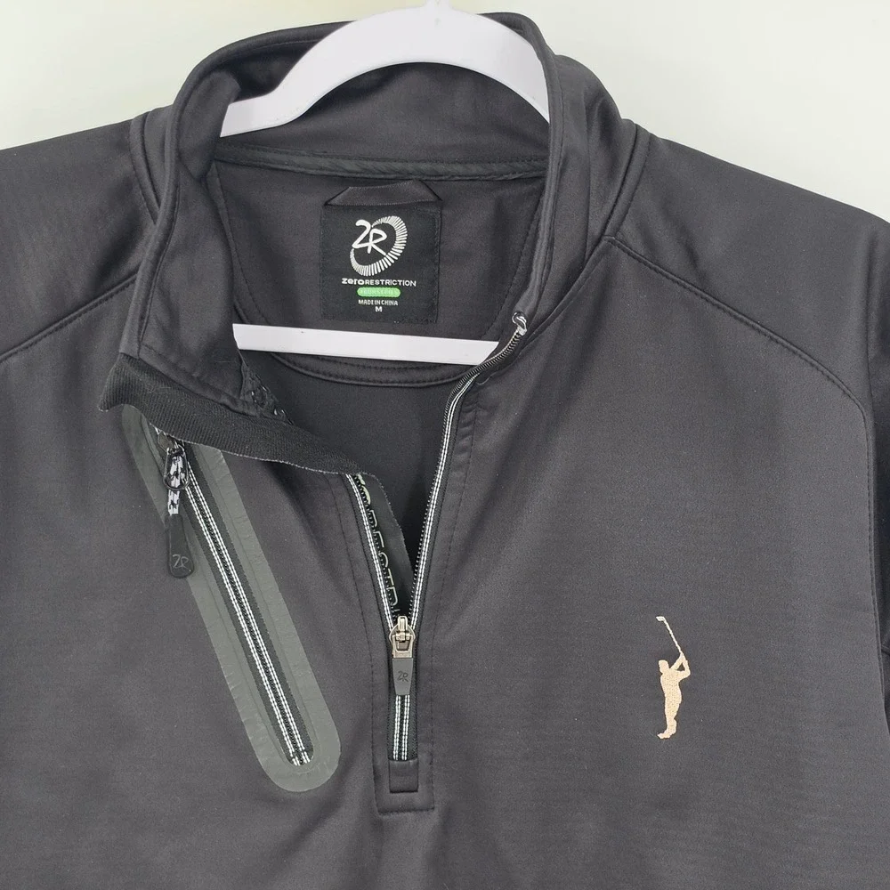 Zero Restriction Mens Black Tour Series Quarter Zip Golf Pullover Jacket Size M